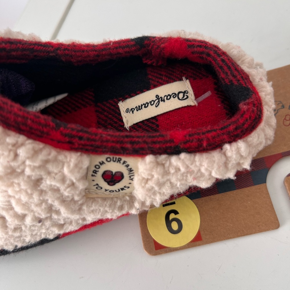 Dearfoams Red and Cream Plaid Slippers - Picture 3 of 5